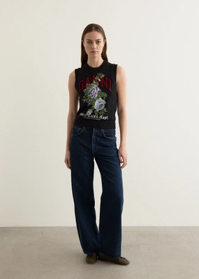 Graphic Wool Mix Flowers Vest Functional Drape