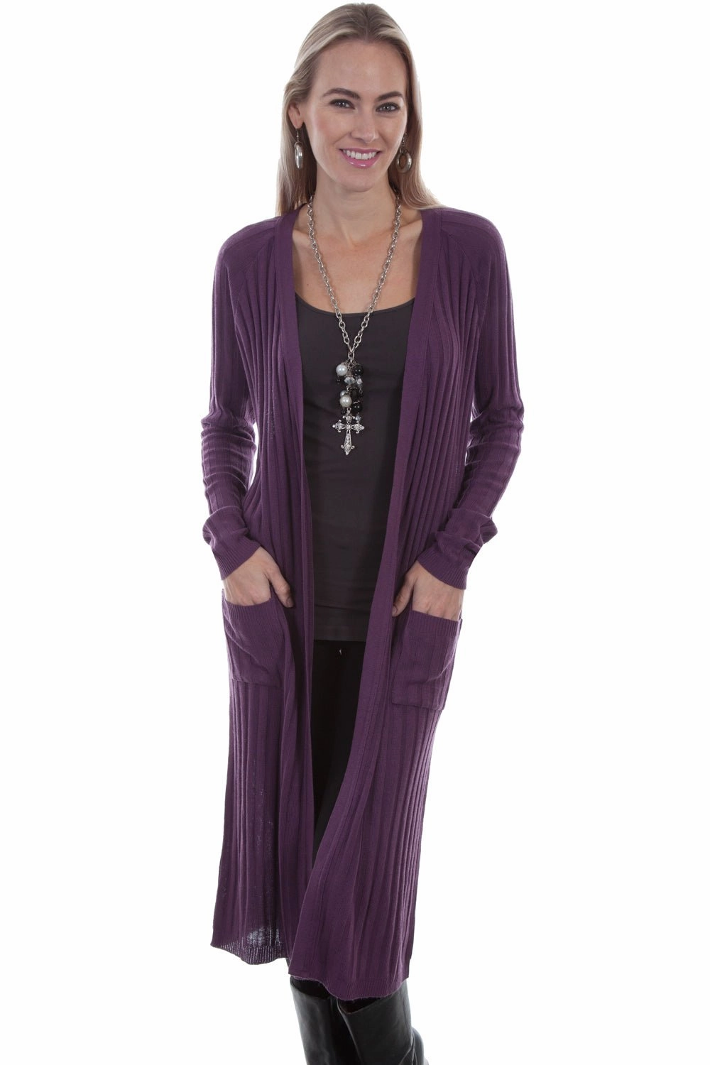 Scully Womens Iris Acrylic Long Cardigan Minimal Style