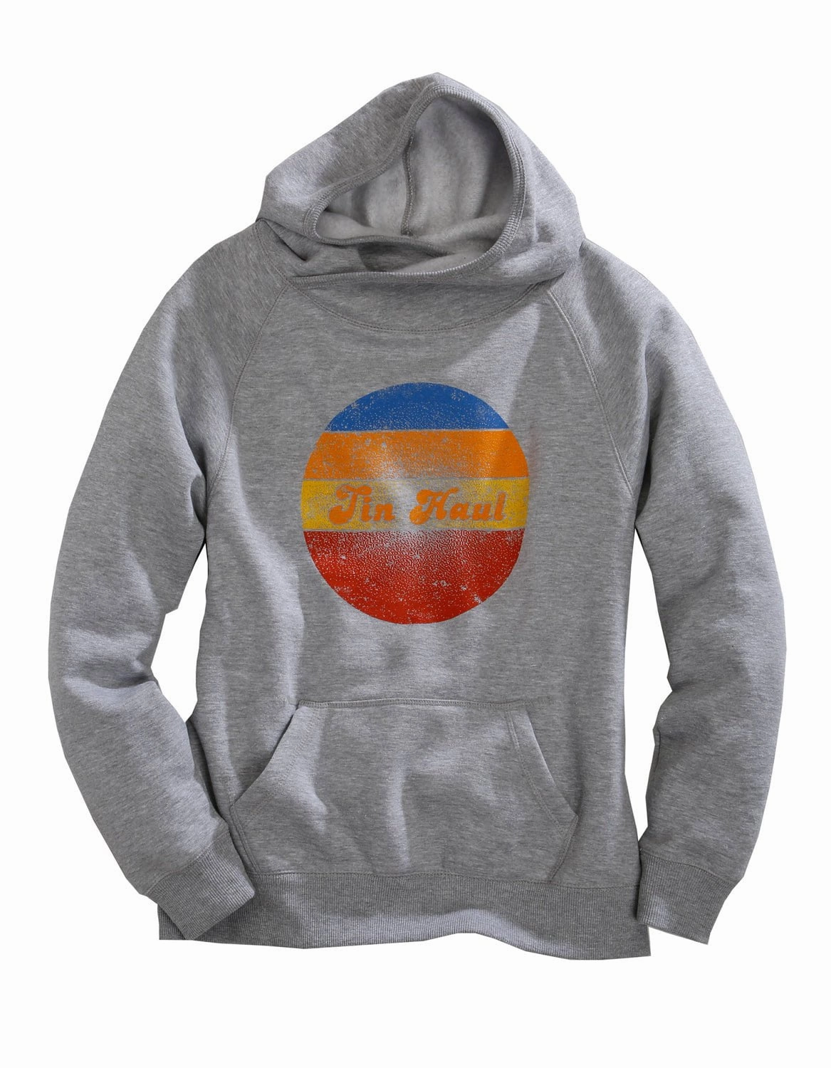 Abrasion Resistant Seams Tin Haul Womens Heather Grey Cotton Blend Multi-Color Circle Hoodie