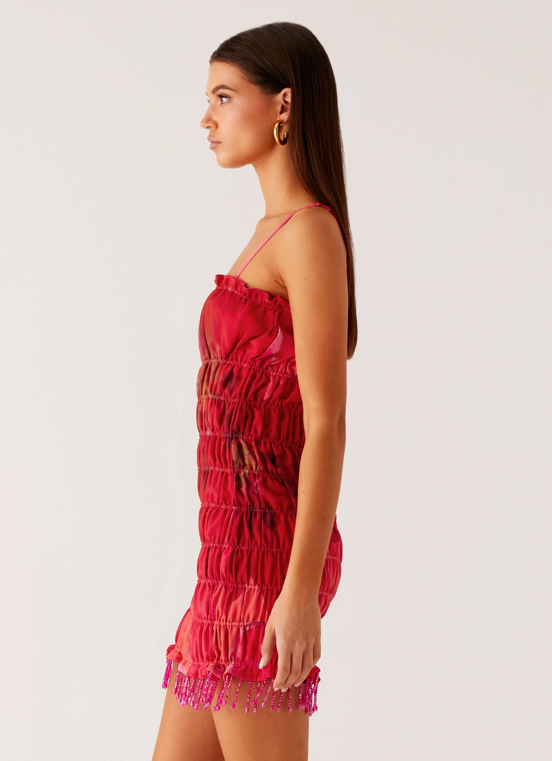 Refresh Me Chiffon Mini Dress - Peach Watermelon Flower Urban Spirit