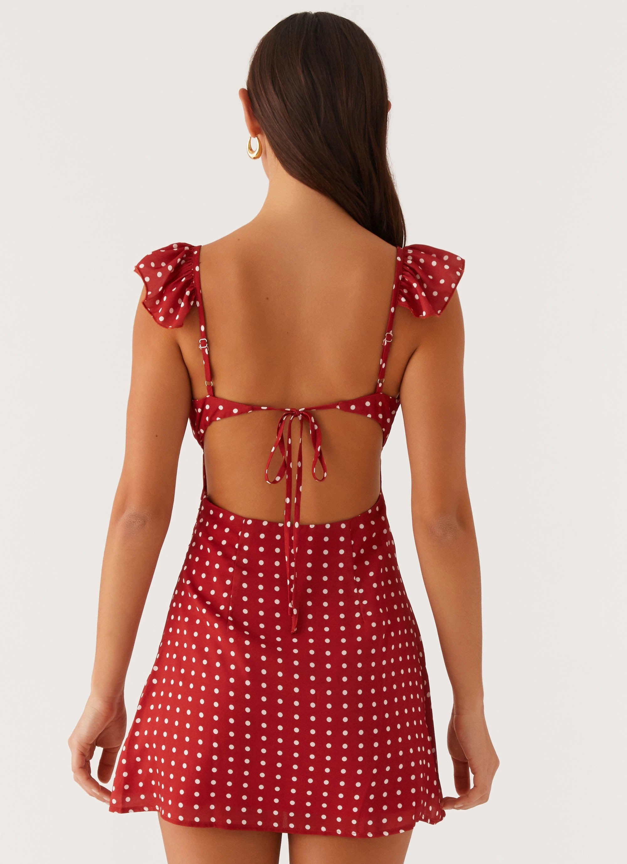 Formal Look Adrina Ruffle Mini Dress - Red Polka Dot