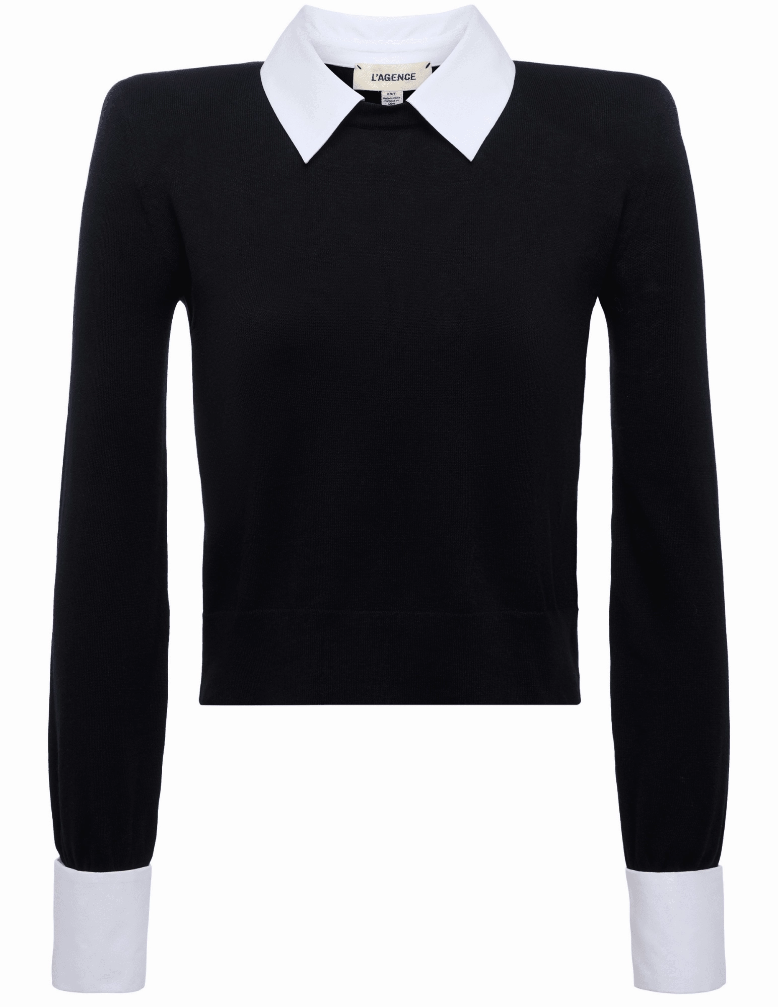 L'AGENCE April Poplin Collar Sweater Chilly Wardrobe Breathable Layer