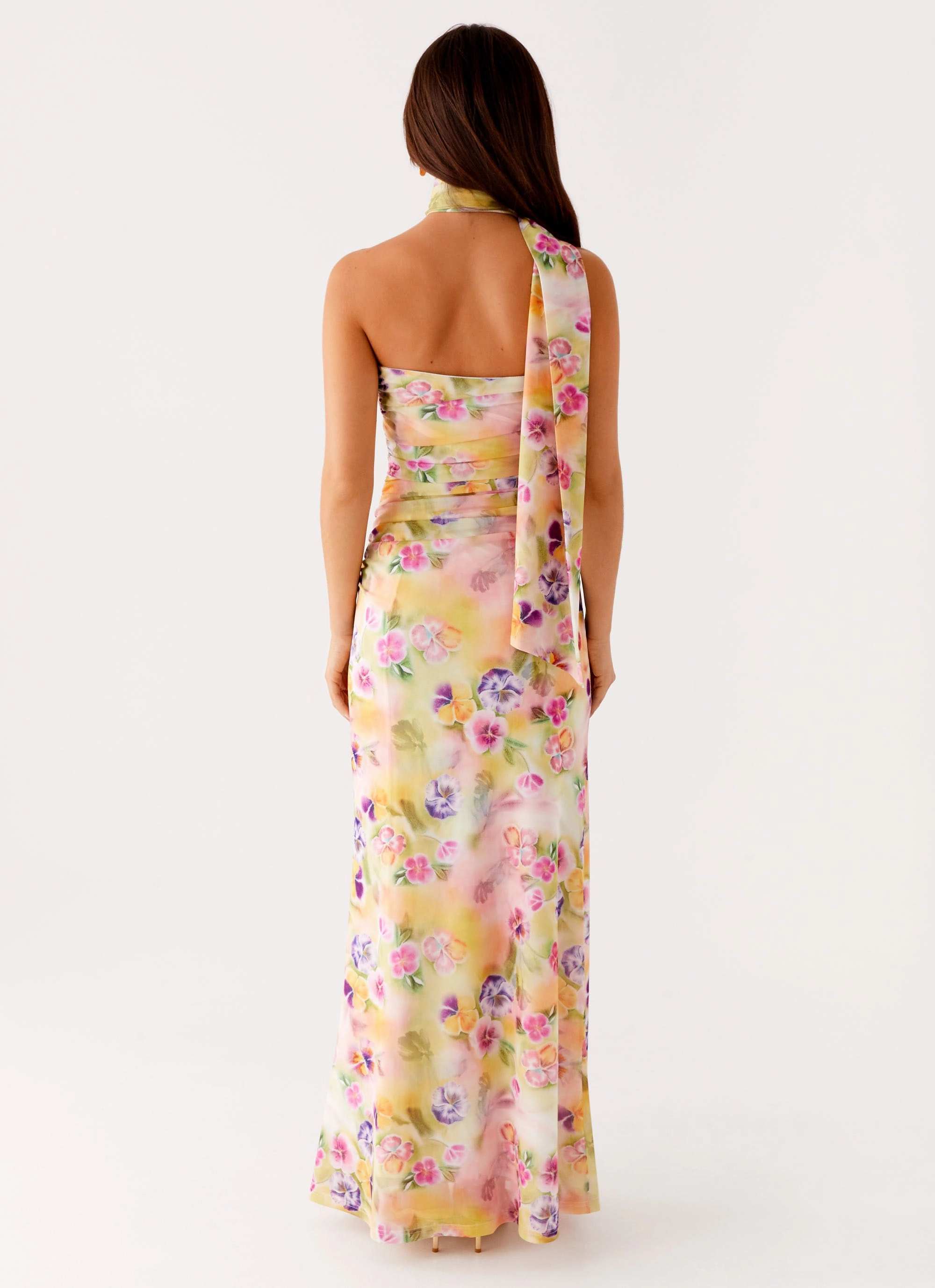 Songbird Maxi Dress - Sunburst Floral High Hemline
