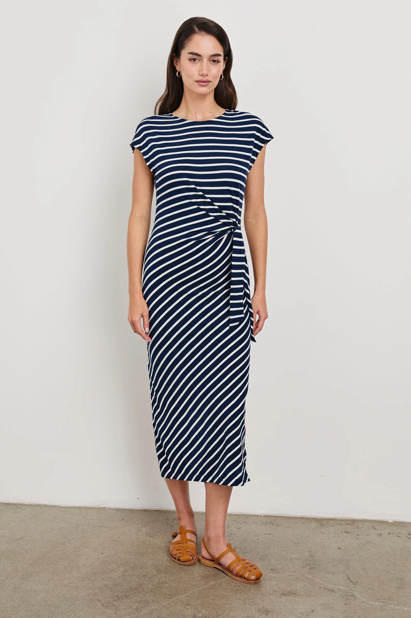 Selah Dress in Navy Ivory Stripe Stay Cool