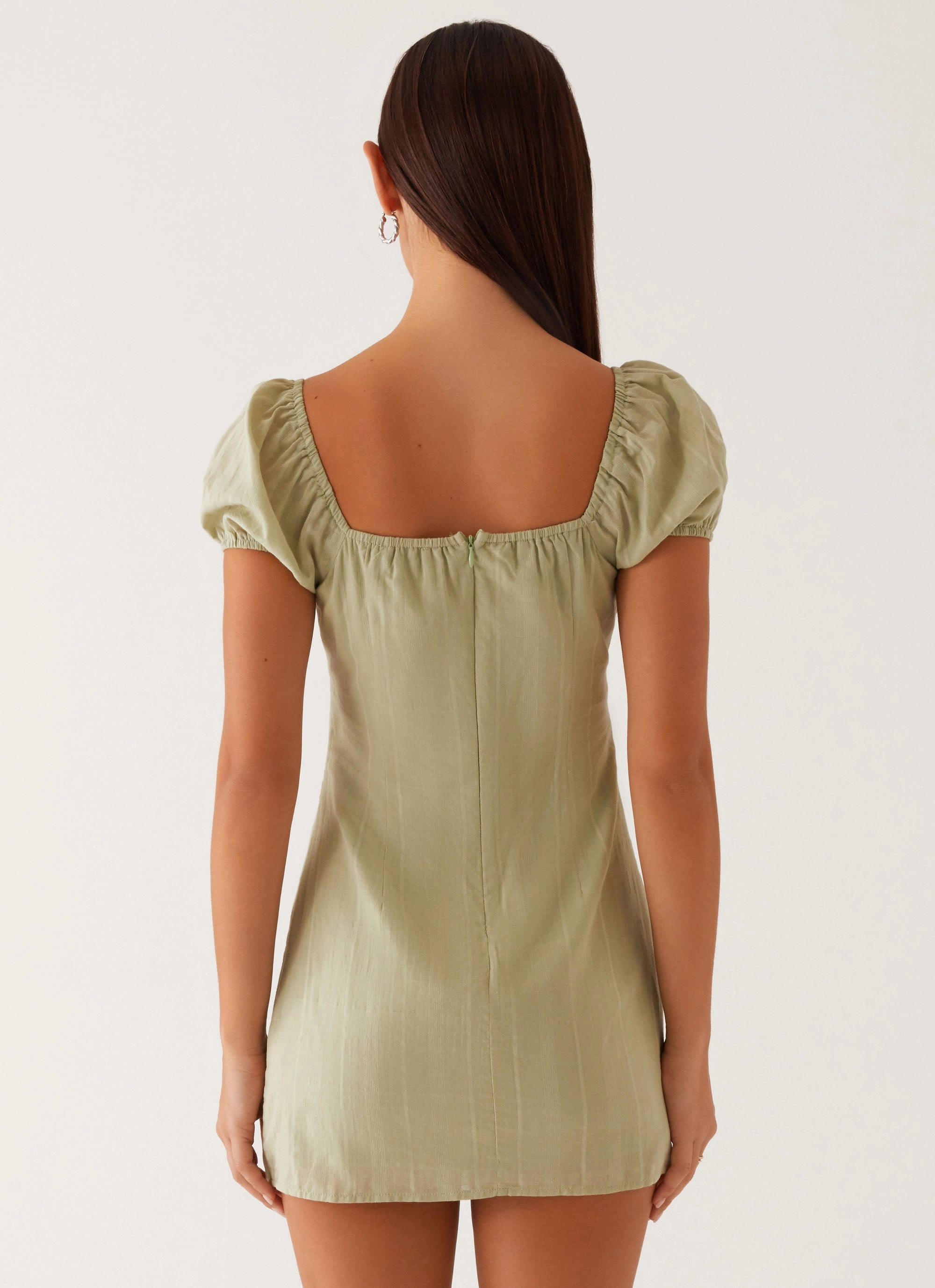 Square-Neck Charming Fit Fran Mini Dress - Pastel Green