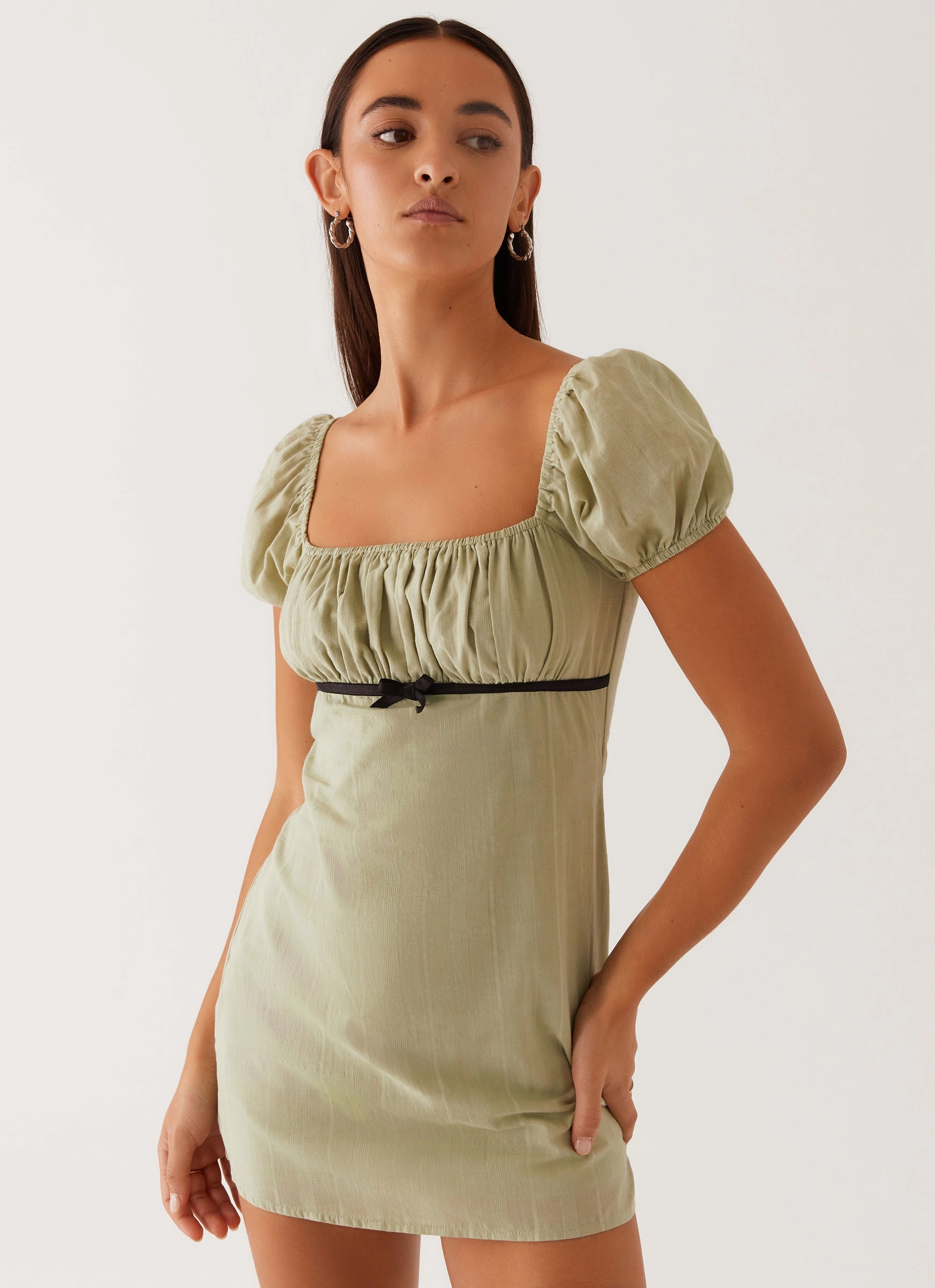 Fran Mini Dress - Pastel Green Slim-fit Chilly Comfort