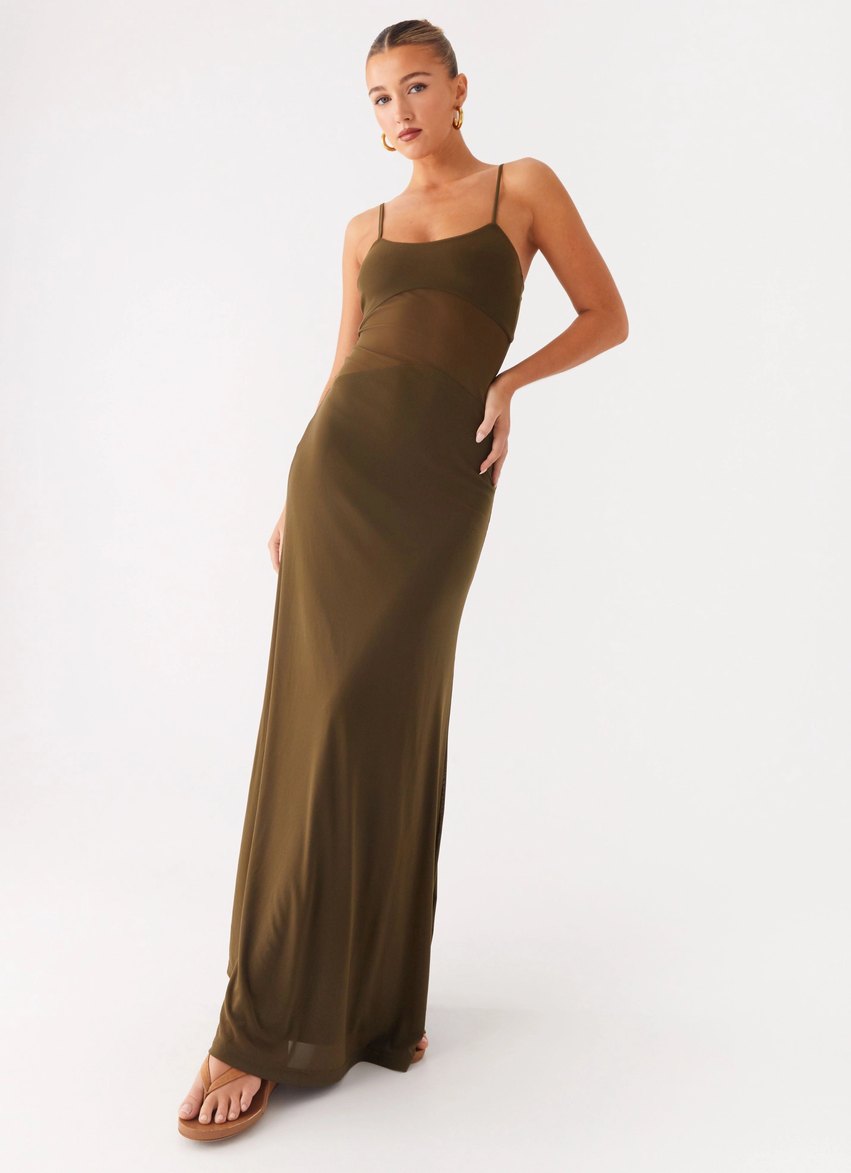 Starfall Maxi Dress - Khaki Dreamy Flow