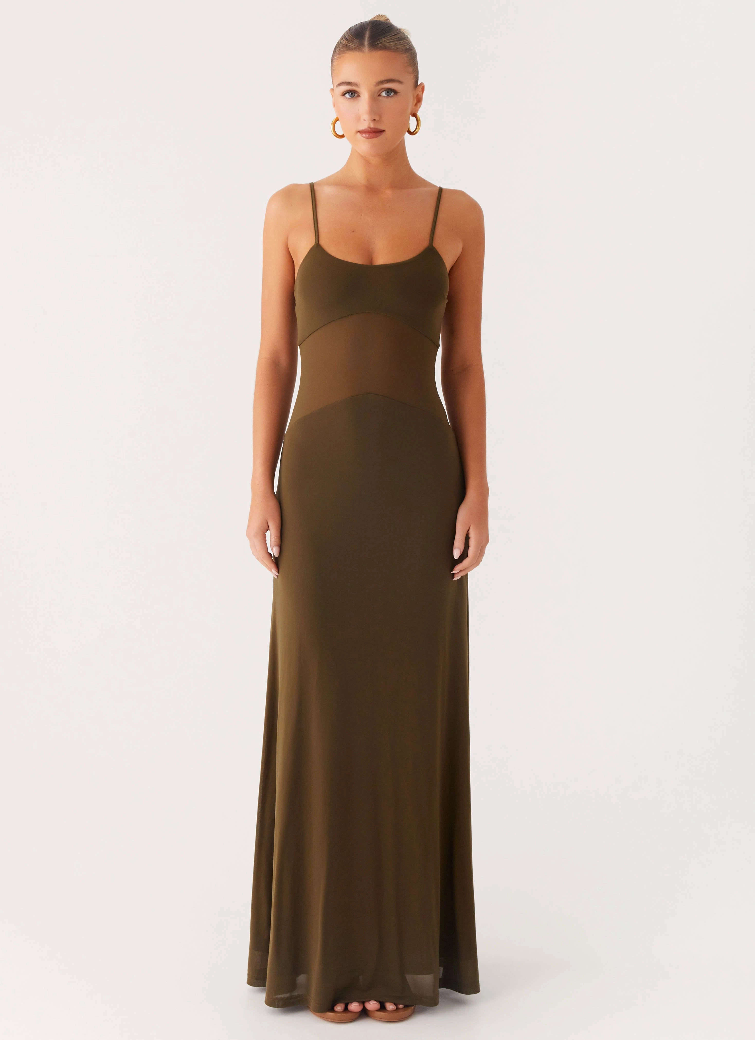 Light material Fresh Look Starfall Maxi Dress - Khaki