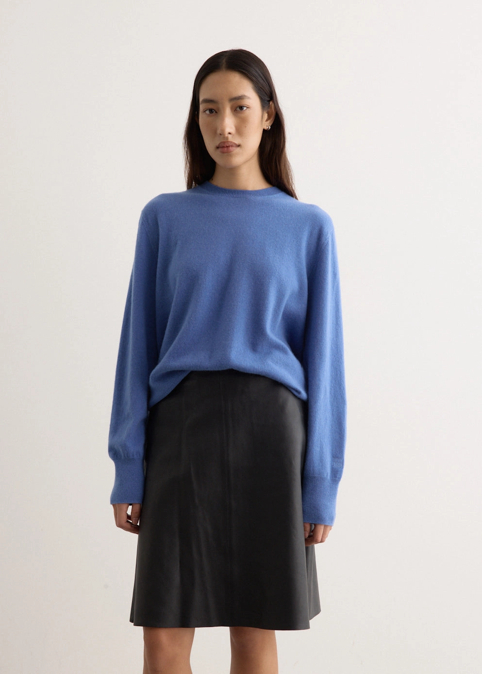 Functional Drape MachineWashable Structure Crew Neck Cashmere Knit