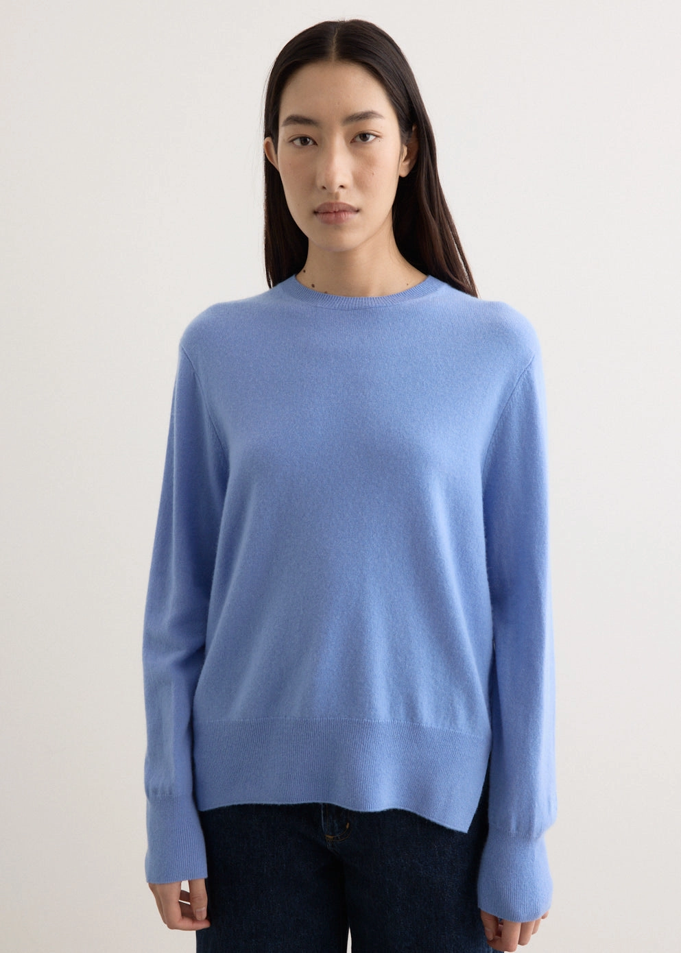 Crew Neck Cashmere Knit Relaxed Crew Neck Interlock Ribbed Collar