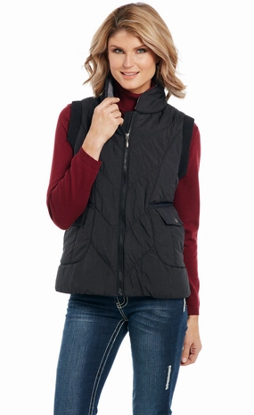 Cripple Creek Womens Black Nylon Water-Resistant Melton Vest Perfect Layer Comfy and Stylish