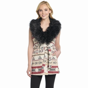 Cozy and Soft Simple Cozy Cripple Creek Womens Navajo Blanket Desert Lights 100% Polyester Faux Fur Vest XL