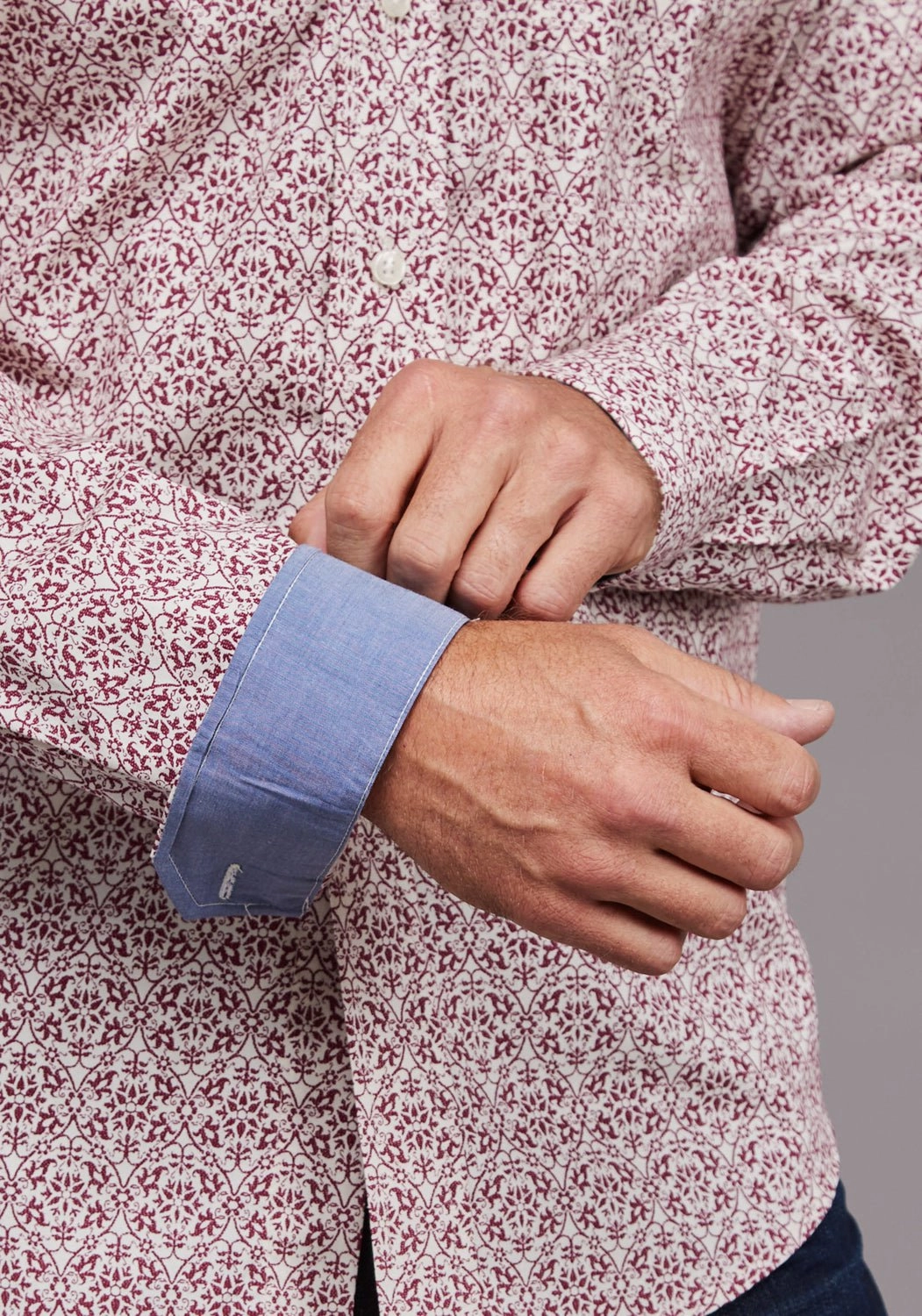 Stetson Mens 2036 Vintage Wine 100% Cotton 1 Pkt L/S Shirt Durable Texture Non Restrictive Fit