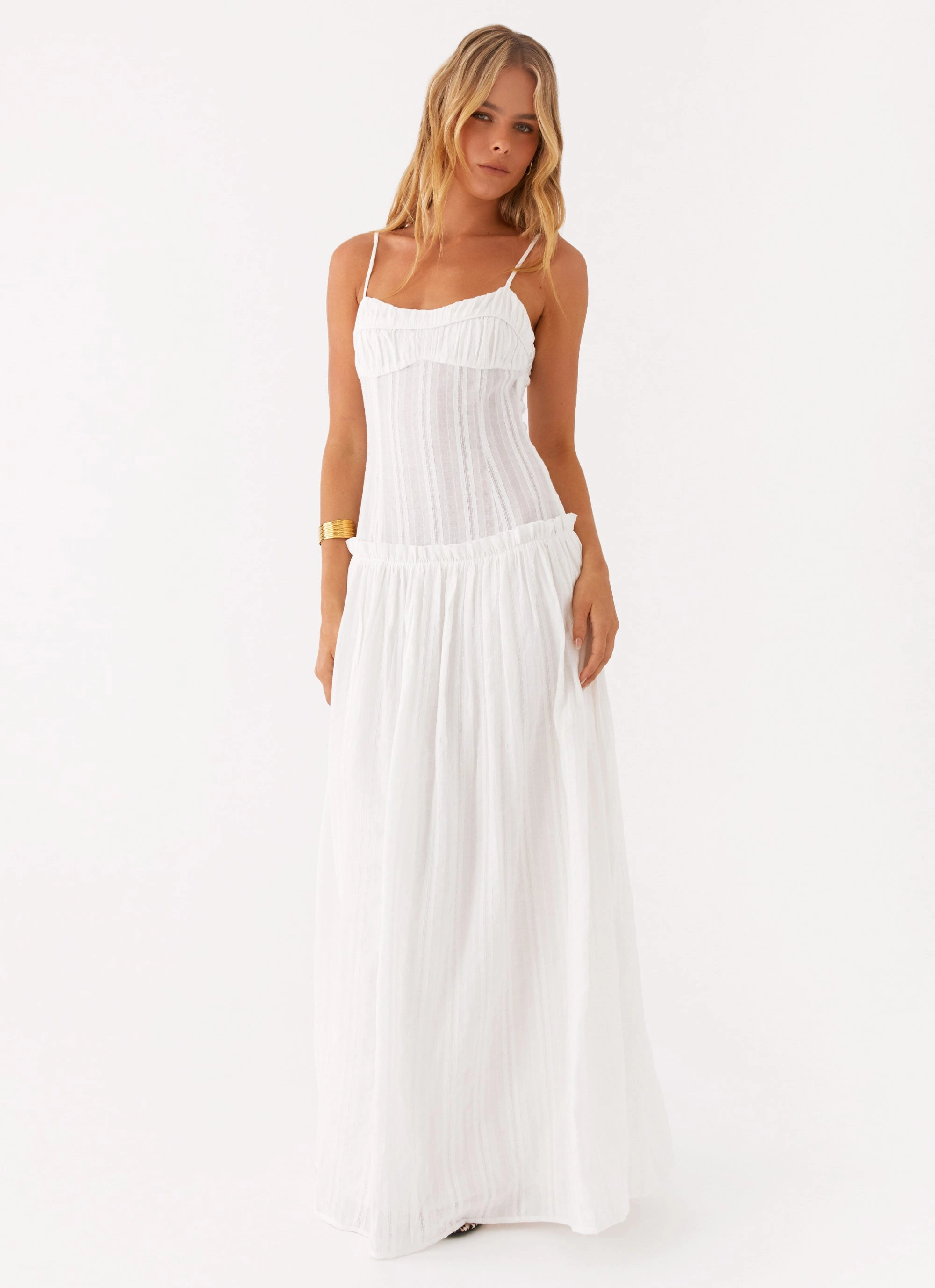 Sophisticated Look Cozy Design Jacinda Drop Waist Maxi Dress - Ivory