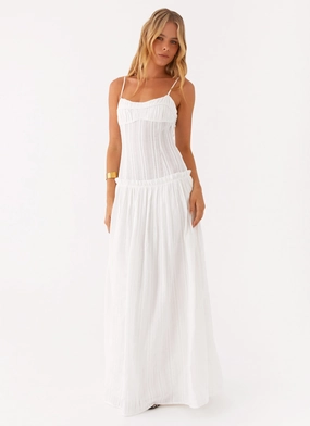 Sophisticated Look Cozy Design Jacinda Drop Waist Maxi Dress - Ivory