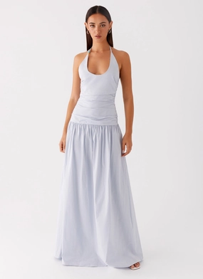 wrap waist Layering Comfort Cristina Halter Maxi Dress - Cornflower Blue