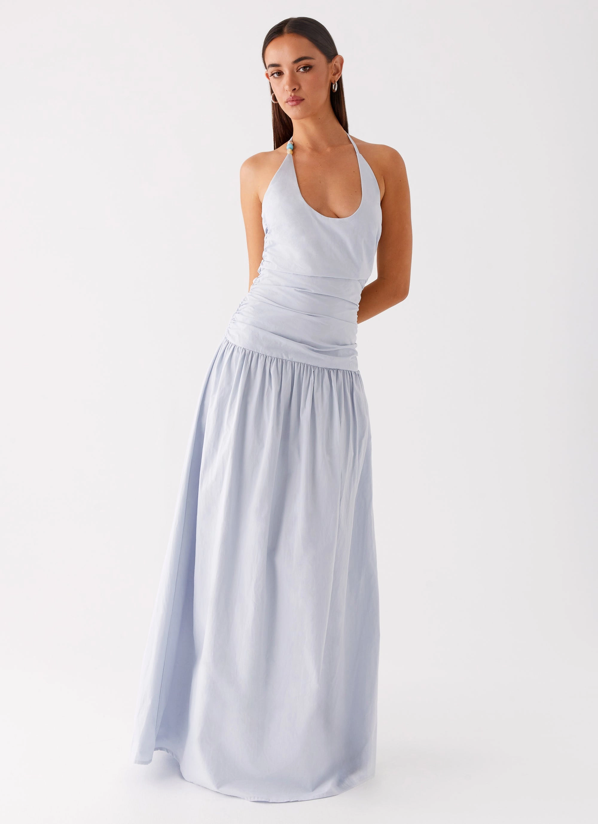 Cristina Halter Maxi Dress - Cornflower Blue Body Positive Natural Layers