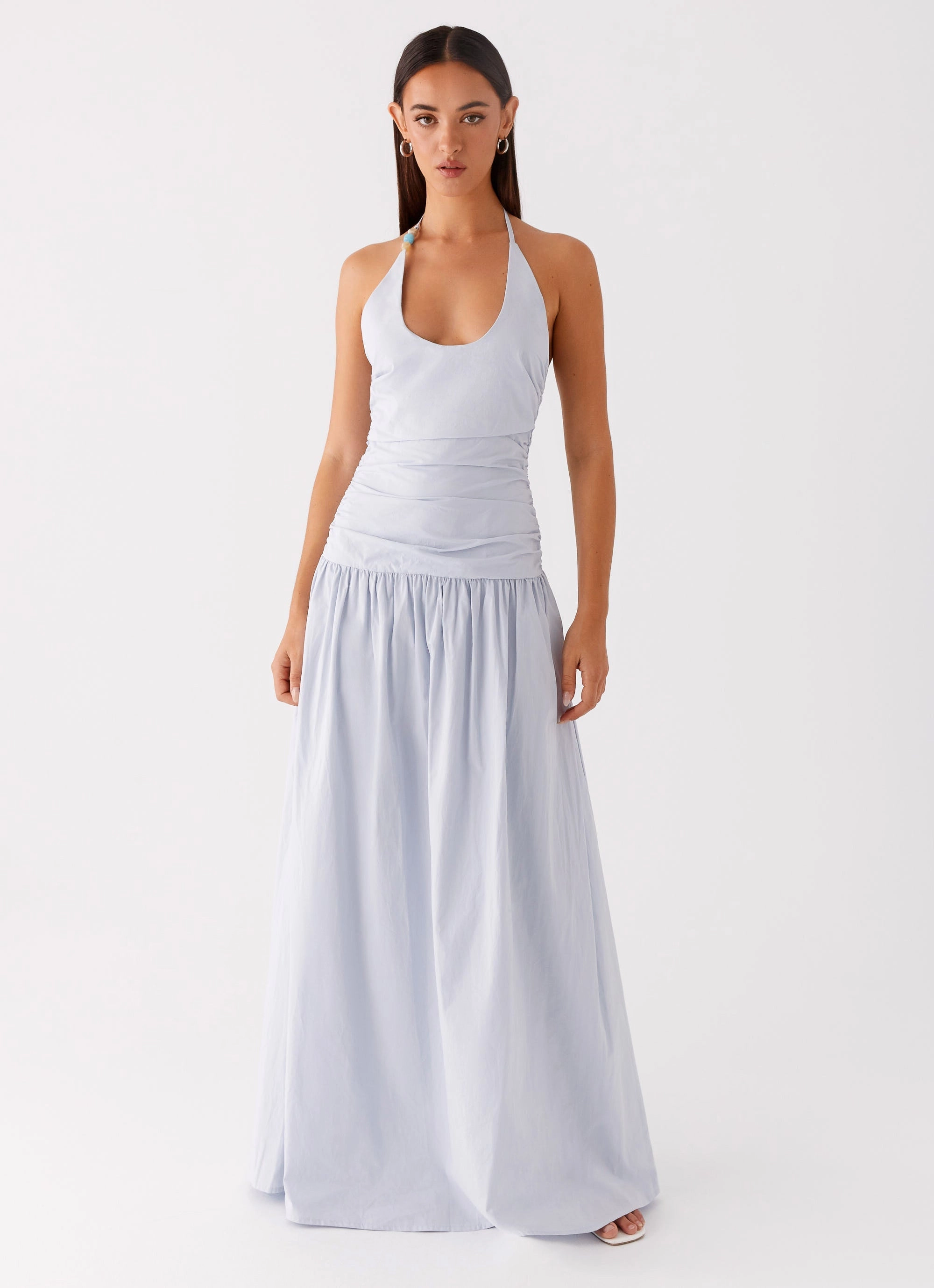 wrap waist Layering Comfort Cristina Halter Maxi Dress - Cornflower Blue