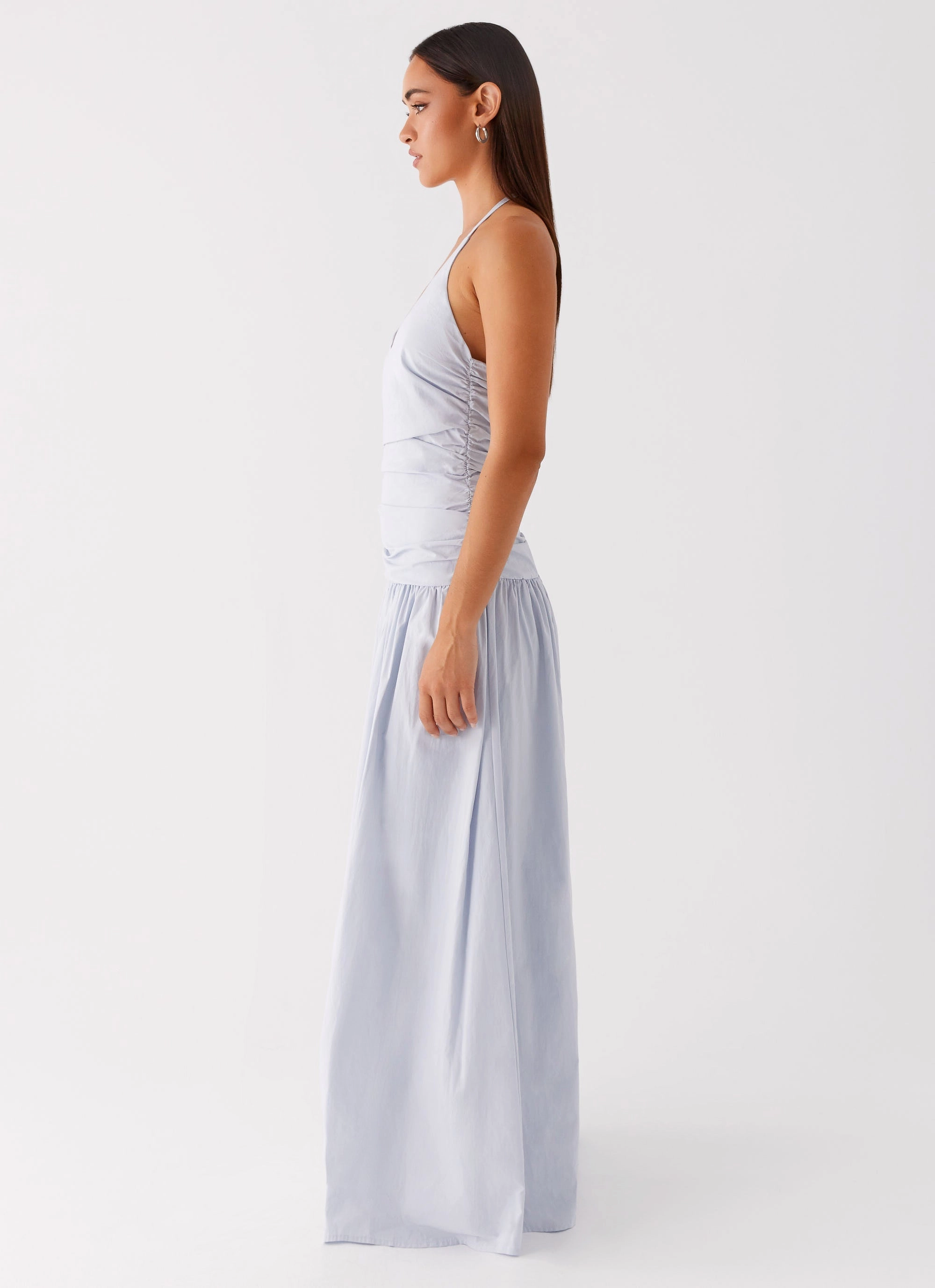 Cristina Halter Maxi Dress - Cornflower Blue Chic Fit Wear skin friendly