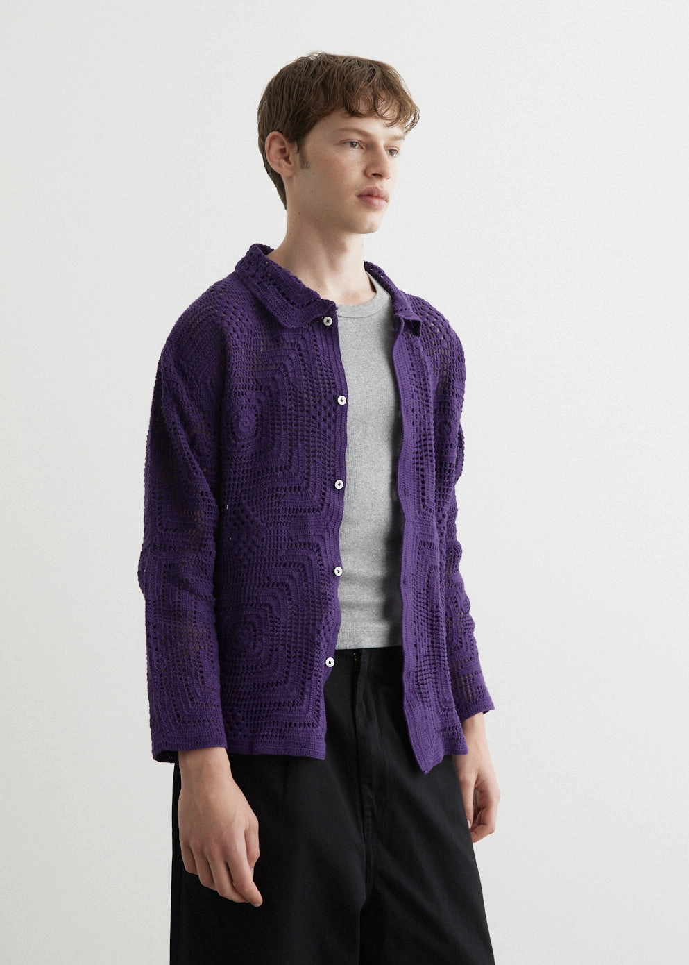 Tencel Blend Material Crochet Overshirt