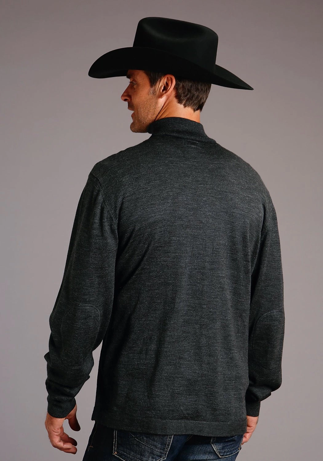 Hidden Placket Stetson Mens Heathered Grey Wool Blend Zip Sweater