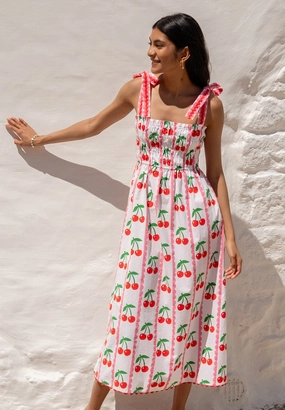 Immy Dress in Scalloped Cherry Ankle-length Body Safe