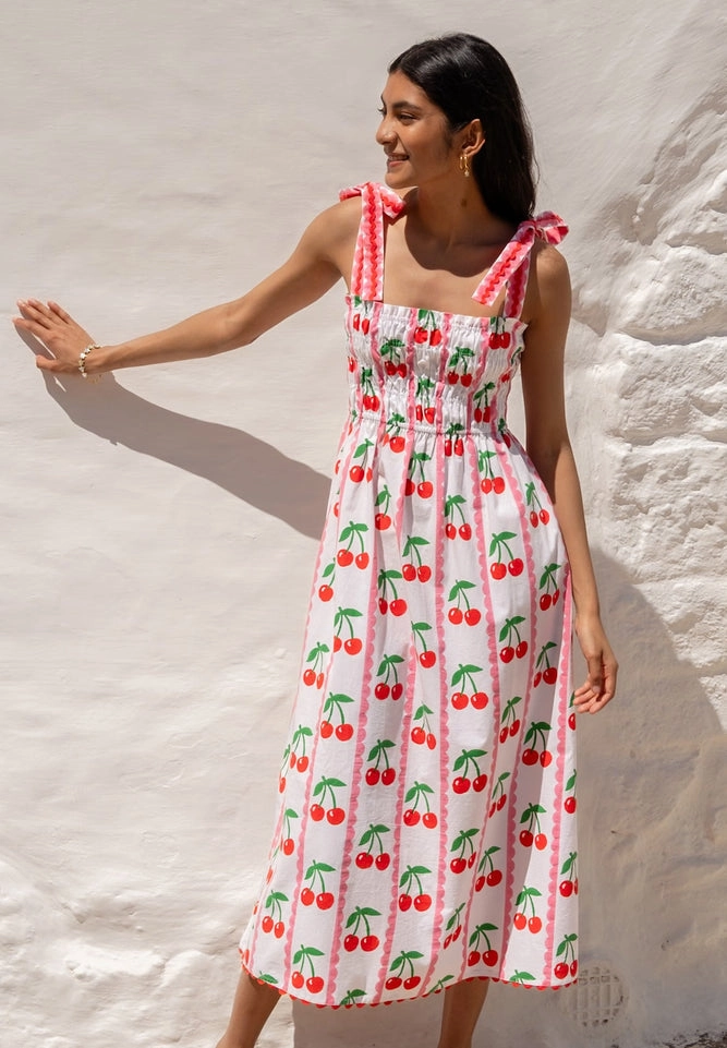 Immy Dress in Scalloped Cherry Ankle-length Body Safe