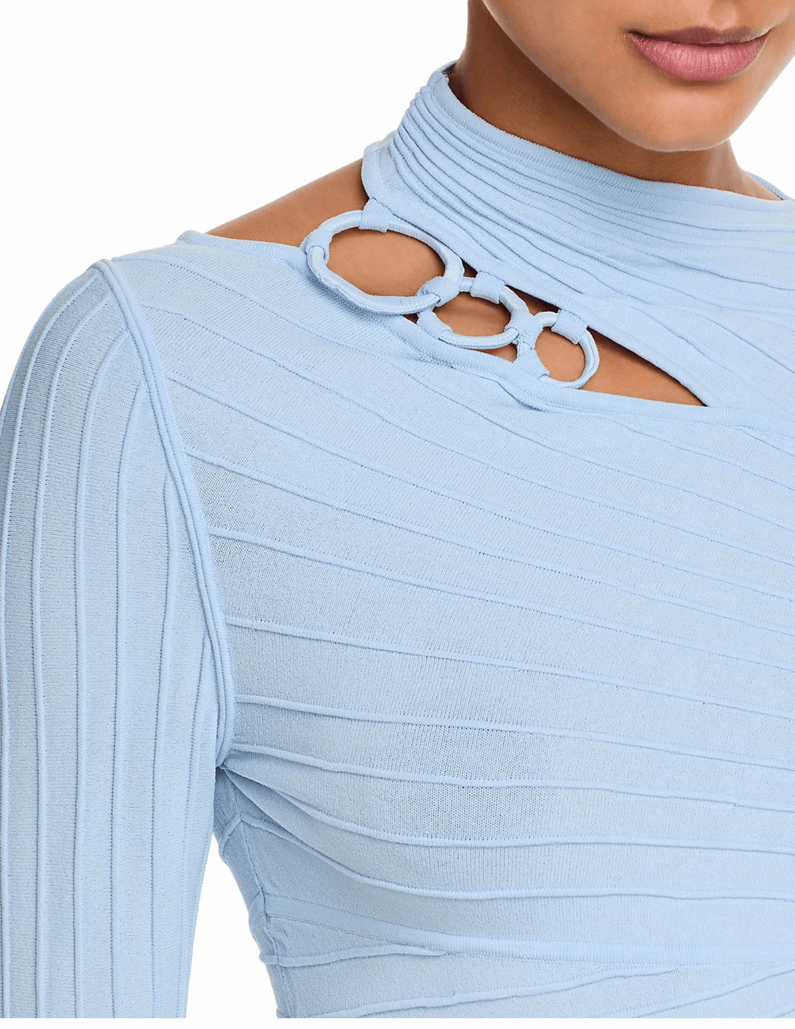 Cult Gaia Tayla Knit Long Sleeve Top SALE Soft Knit Design High Neckline