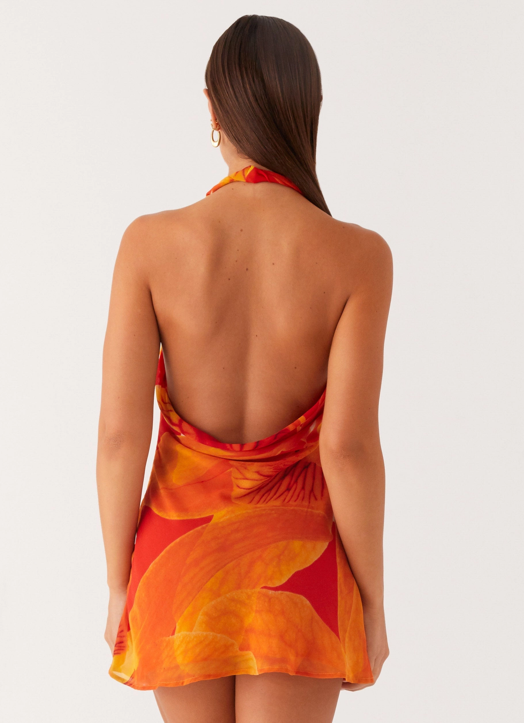 Anniversary-Event Solar Beam Cowl Mini Dress - Serene Orange