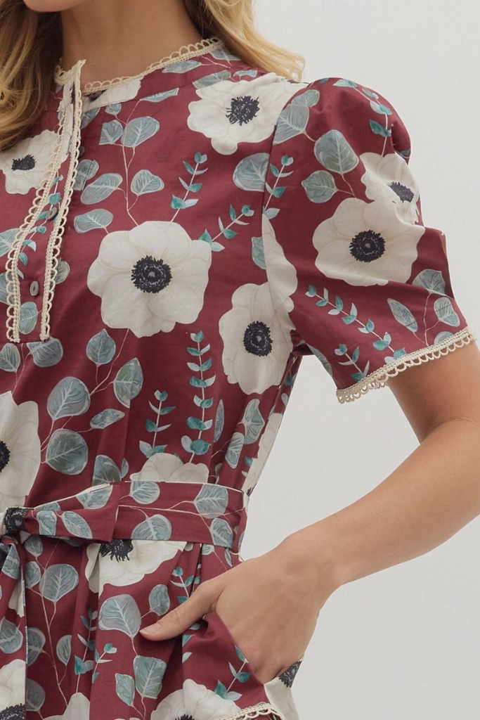 Timeless Piece Sabine Floral Crochet Mini Dress