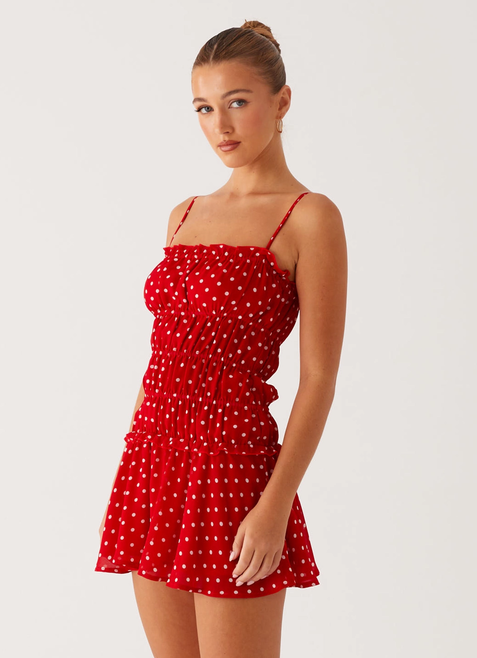 Cynlee Mini Dress - Red Polka Dot Stylish Wear