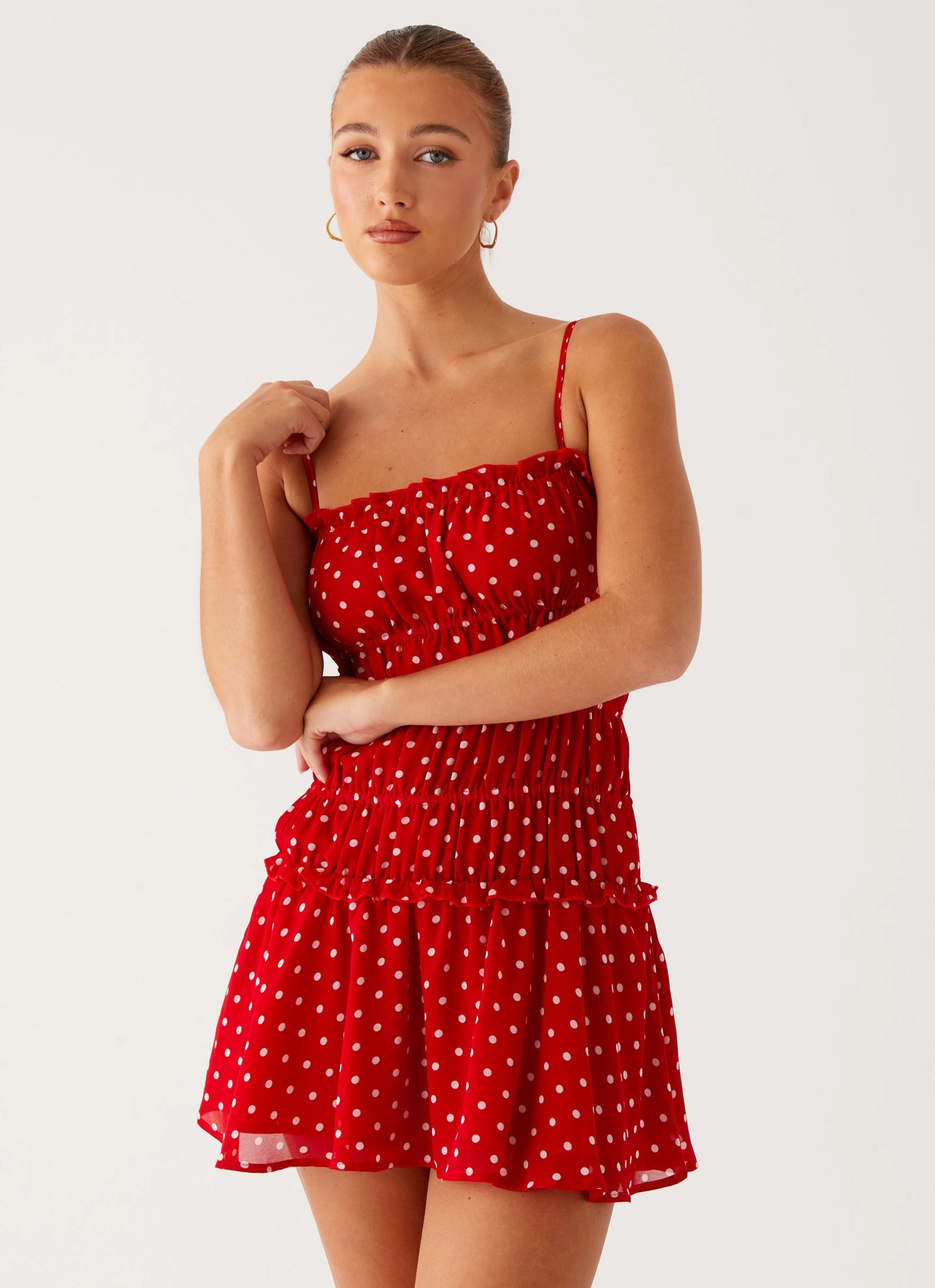 Cynlee Mini Dress - Red Polka Dot Summer Air