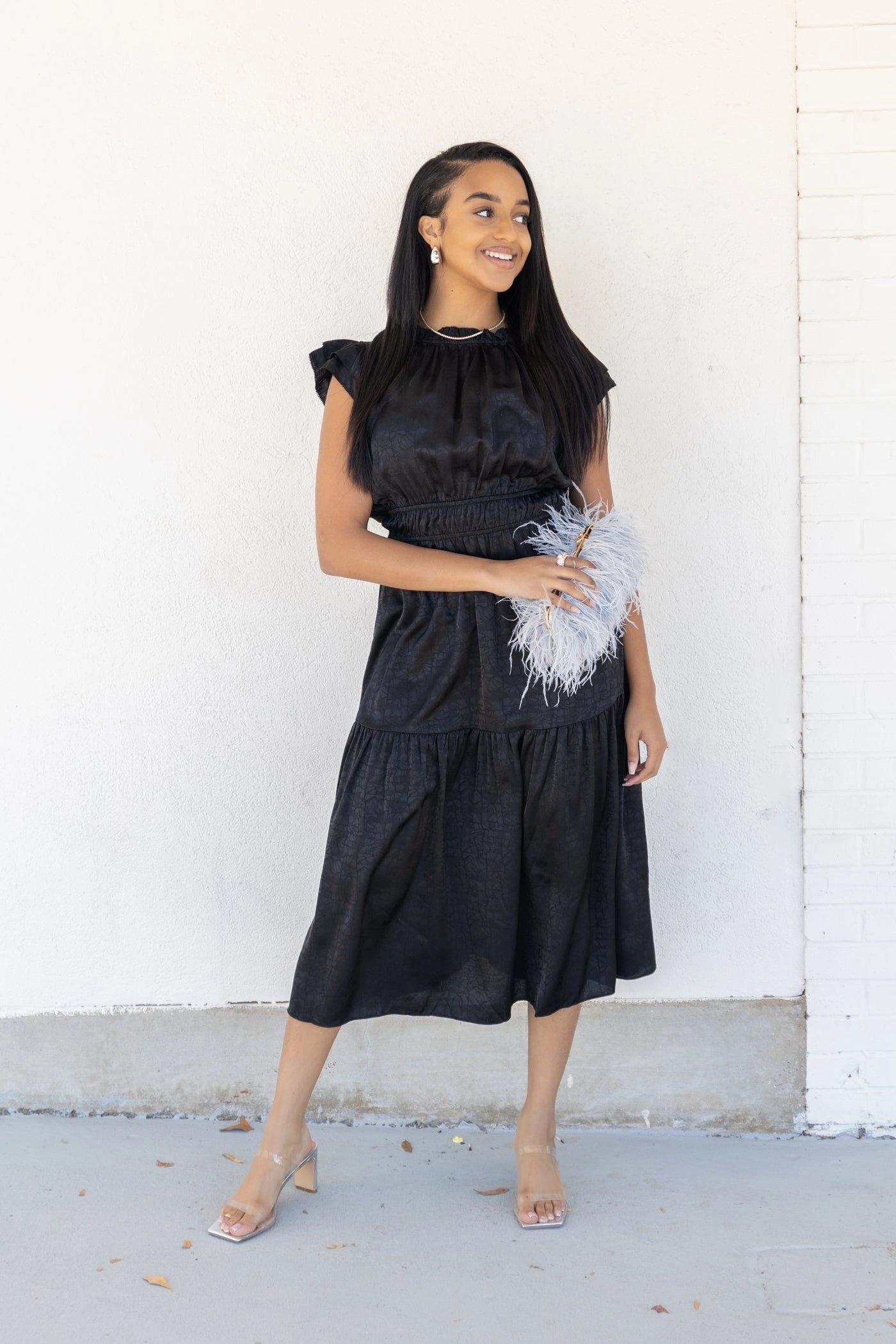 Comfortable office piece Cafe Vibe DAHLIA BLACK DRESS