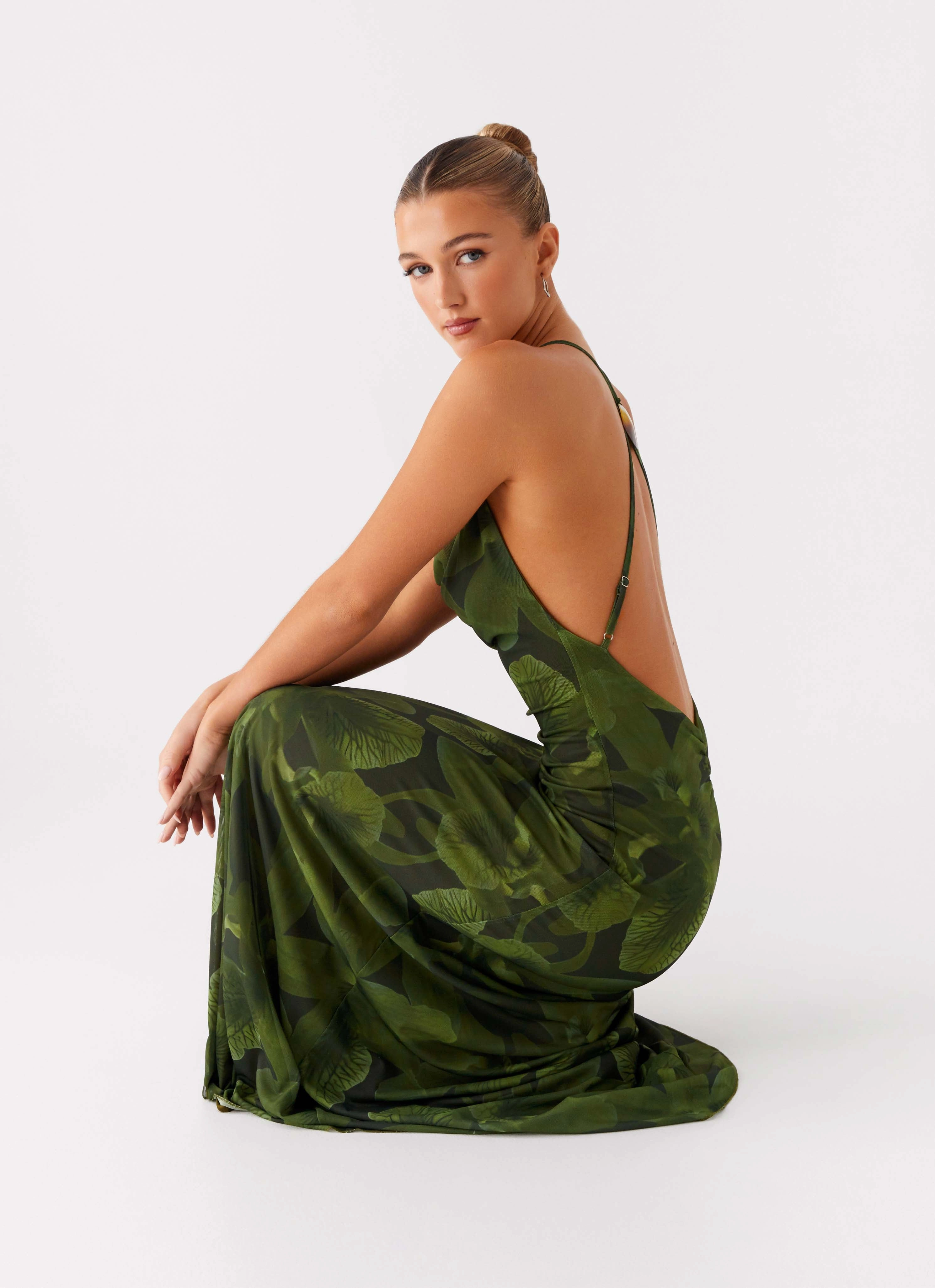 Dahliana Maxi Dress - Tropic Floral Spring Garden Midi-Length