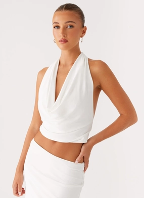 Ashi Cowl Top - White Tea length