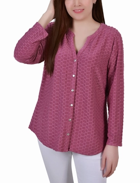 Urban Casual Look Travel Warmth Long Sleeve Honeycomb Top