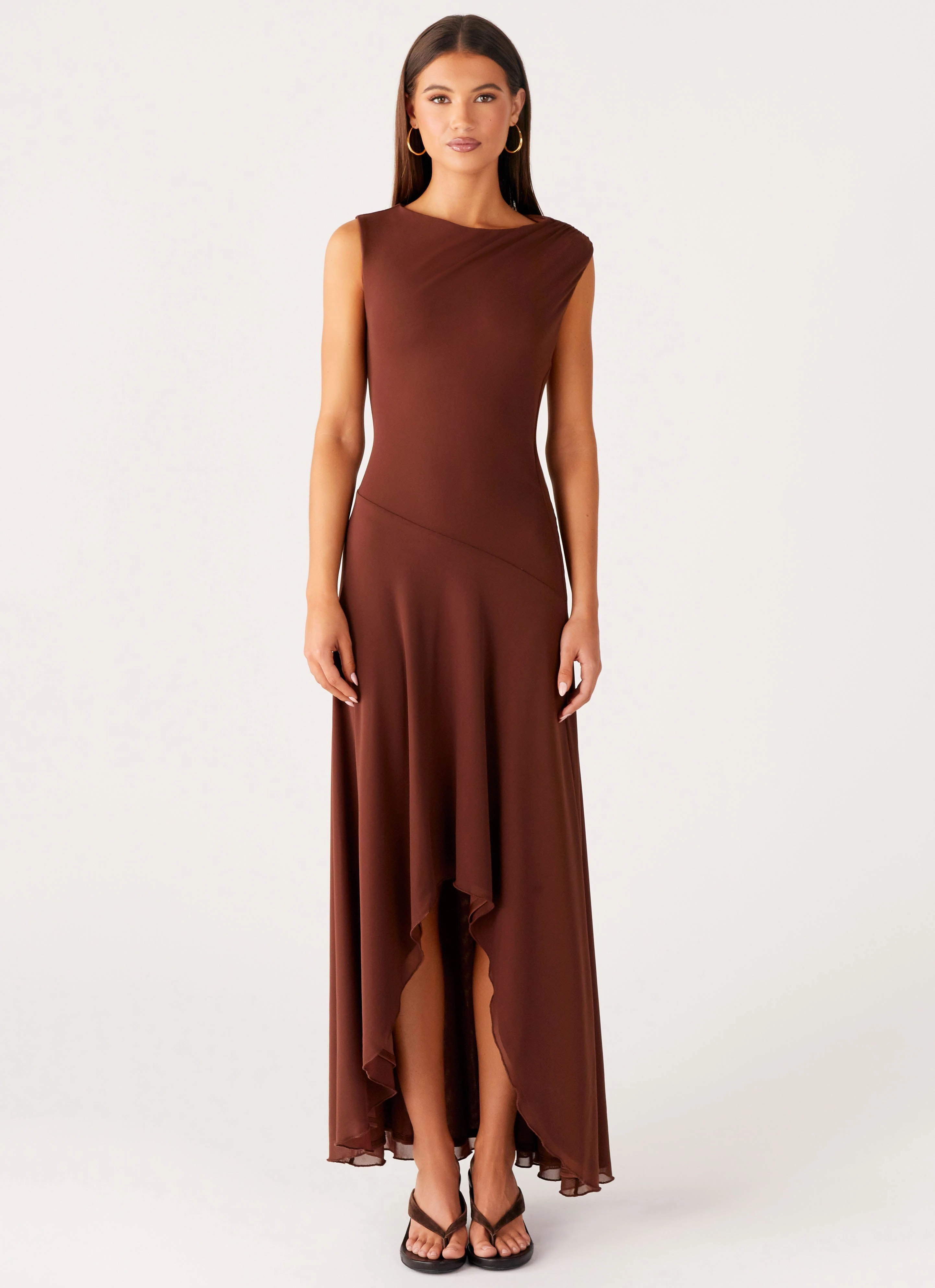 Danika Maxi Dress - Chocolate Light Volume Layering-Piece