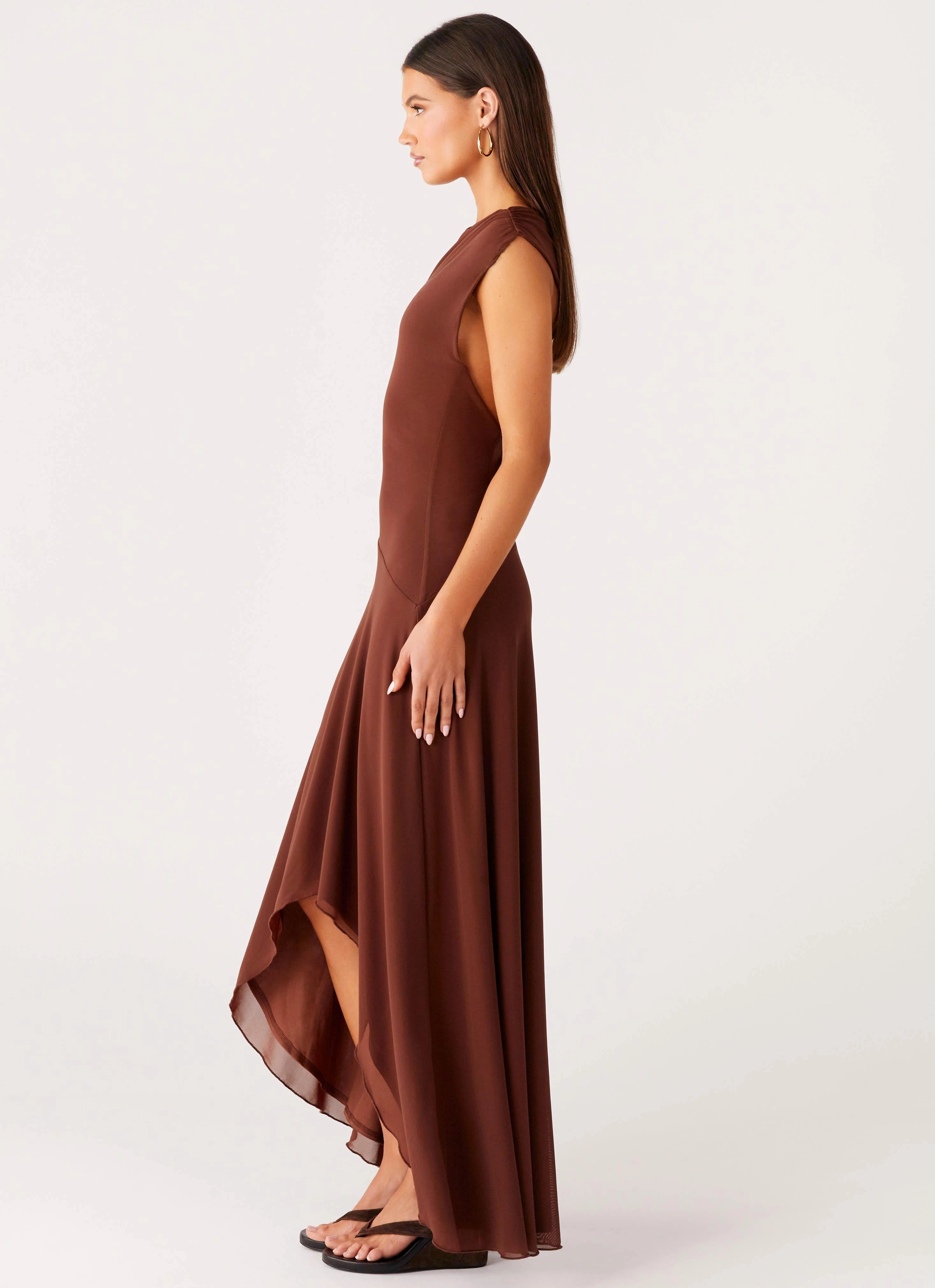 Danika Maxi Dress - Chocolate Low-Waist