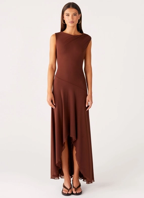 Danika Maxi Dress - Chocolate Light Volume Layering-Piece