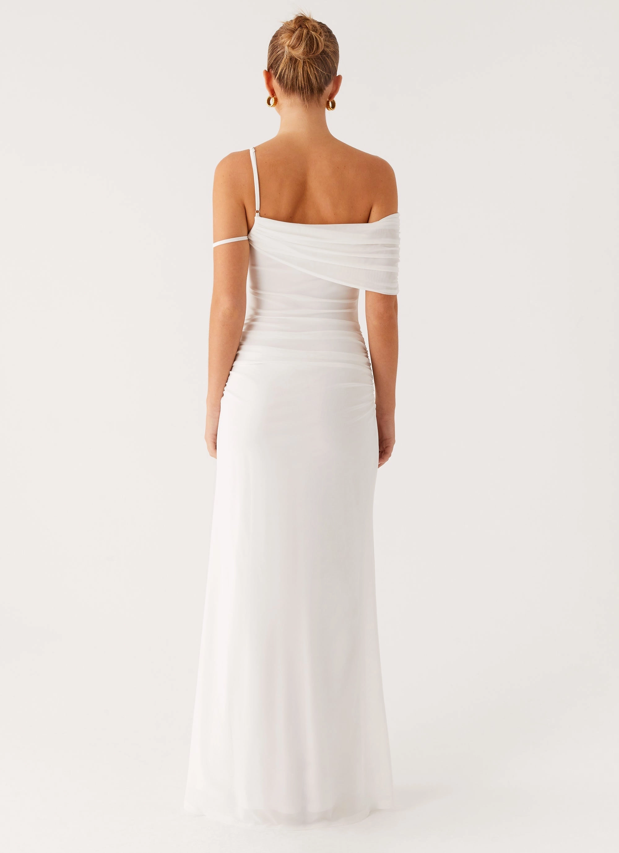 Conquer Maxi Dress - Off White Subtle Lines Cozy Wearable