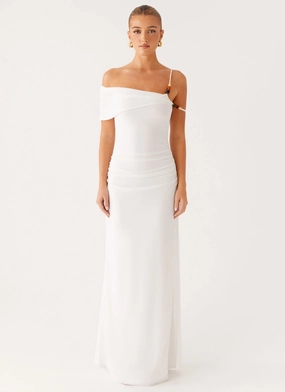 Conquer Maxi Dress - Off White Bohemian-Style velvet feel