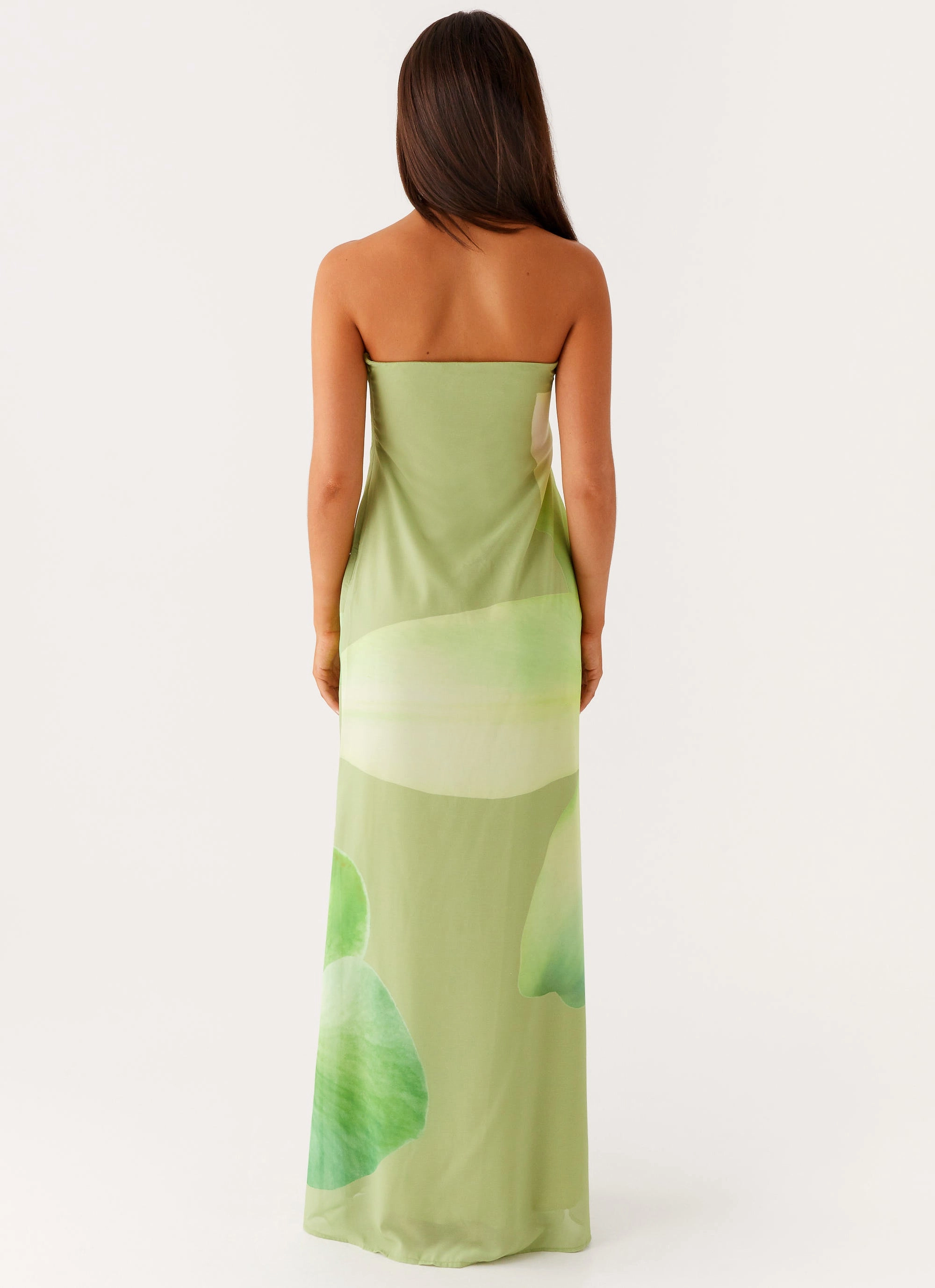 Darcy Maxi Dress - Green Floral Bold Simplicity Printed-Fabric