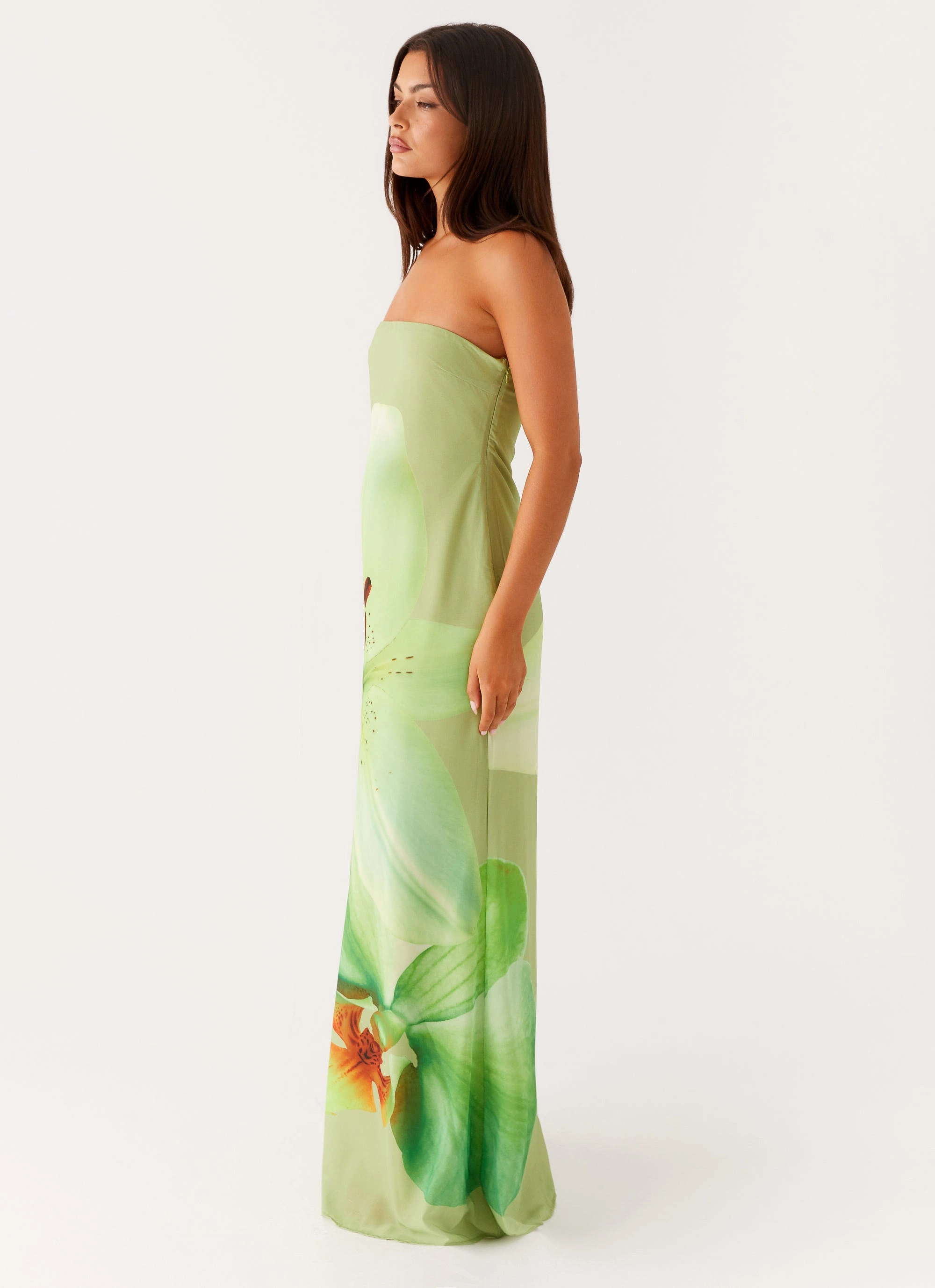 Darcy Maxi Dress - Green Floral Cut-Out-Detail