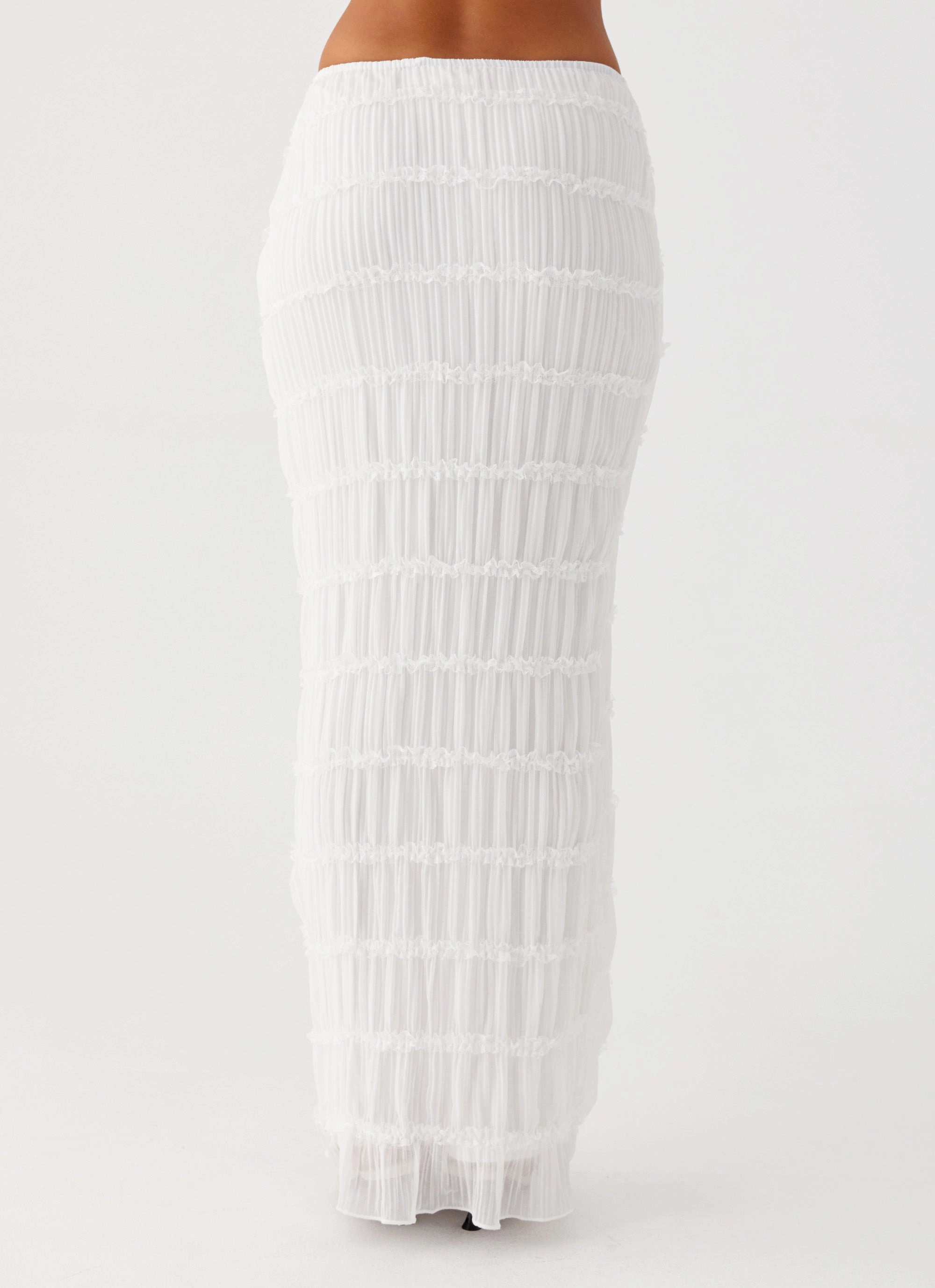 Classic Appeal Organic Cotton Daydreaming Low Rise Maxi Skirt - White