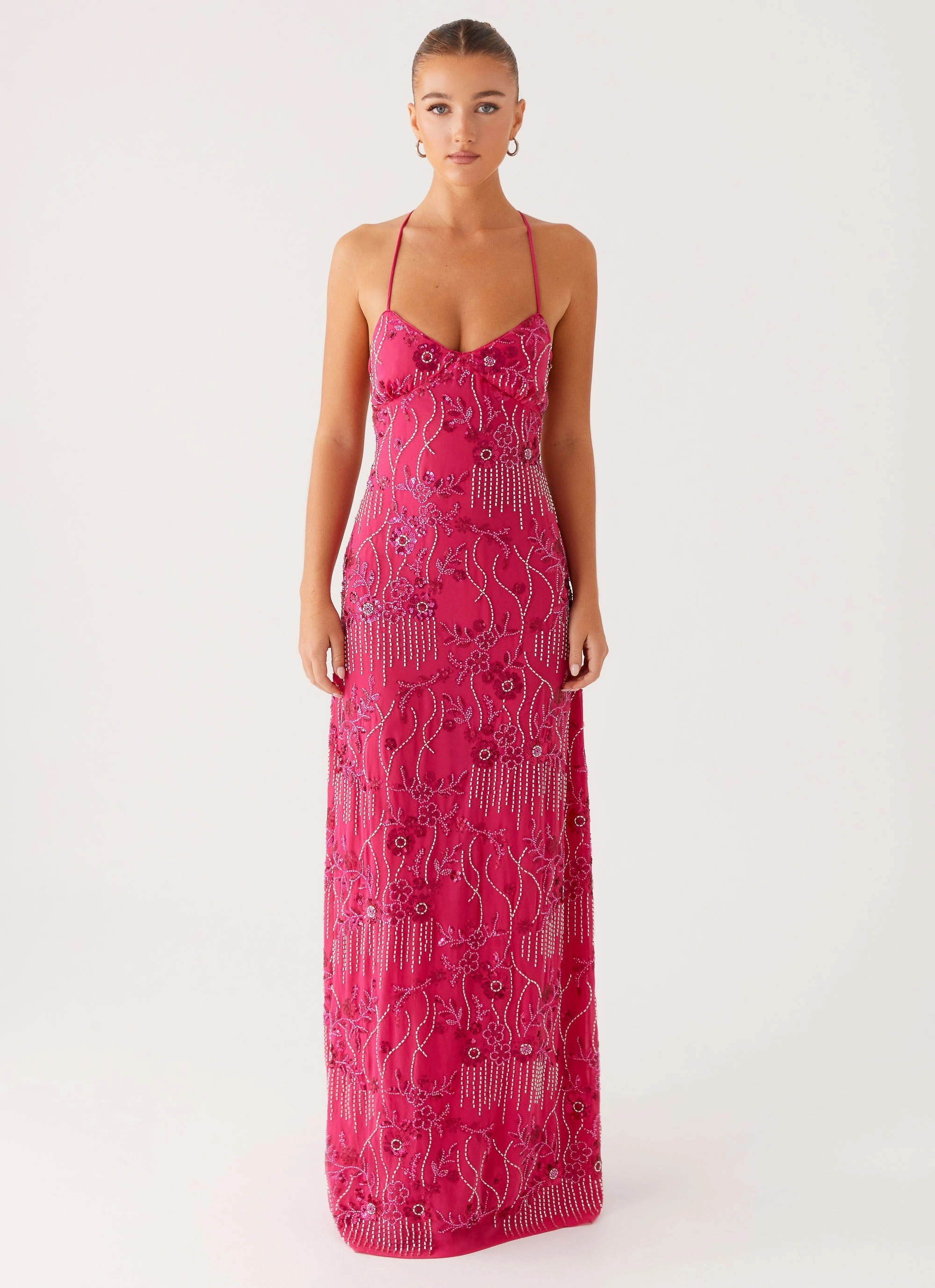Balanced Texture Light Soft Vietta Sequin Cami Maxi Dress - Fuchsia