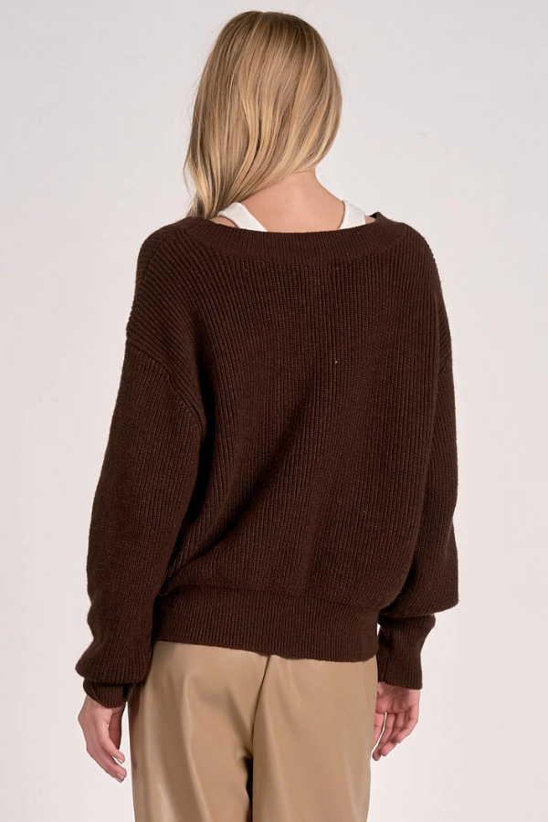 Odor Resistant Knitwear All-Day Knitwear Deep V-Neck Sweater - Brown