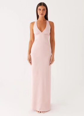 Desi Halterneck Maxi Dress - Pink Cool Shape cut out