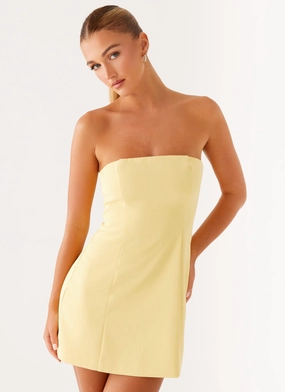 Honey Bow Mini Dress - Yellow Villa Mood Garden-Party