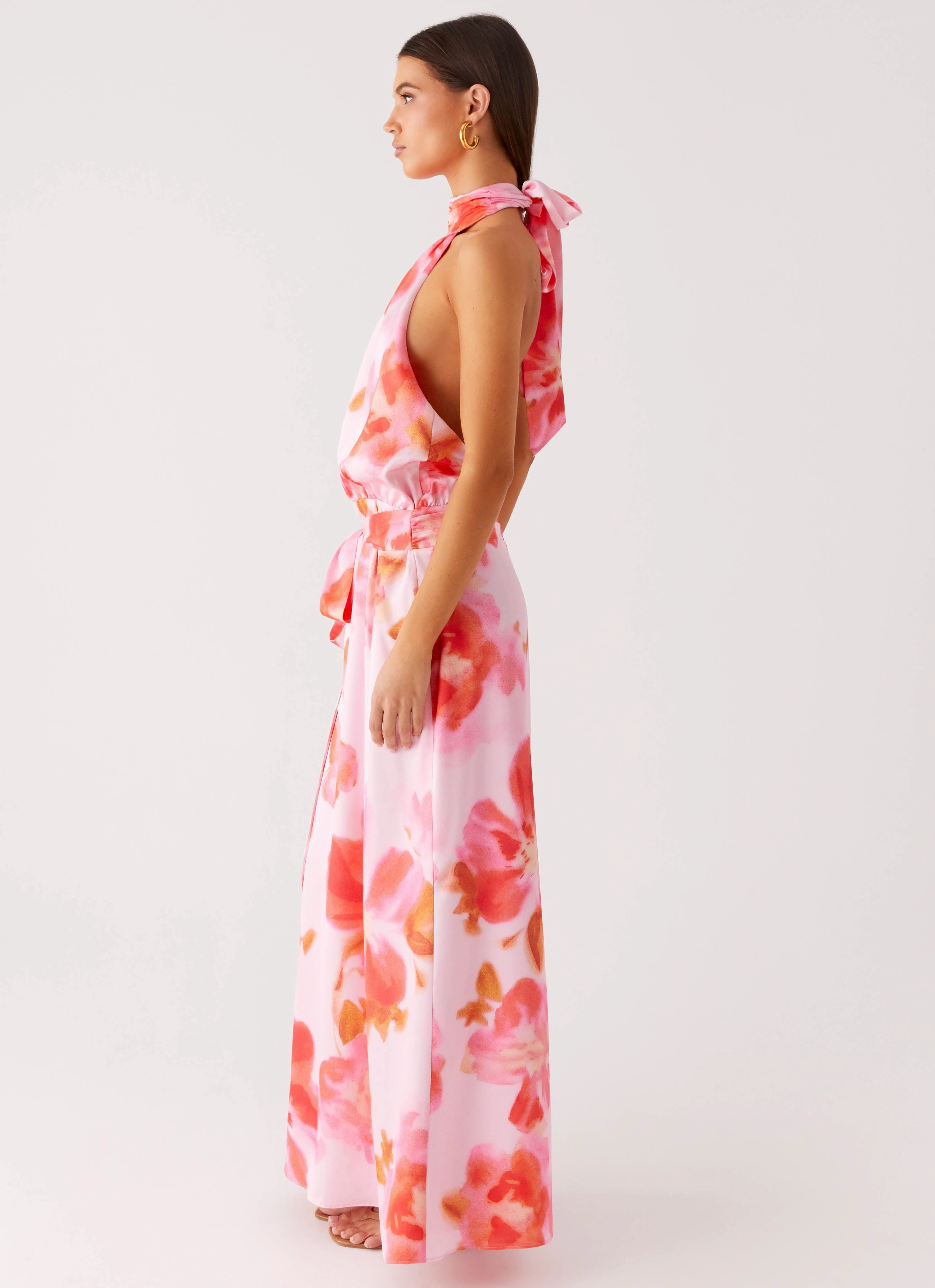 Diablo Backless Maxi Dress - Blushing Blossom New Spirit