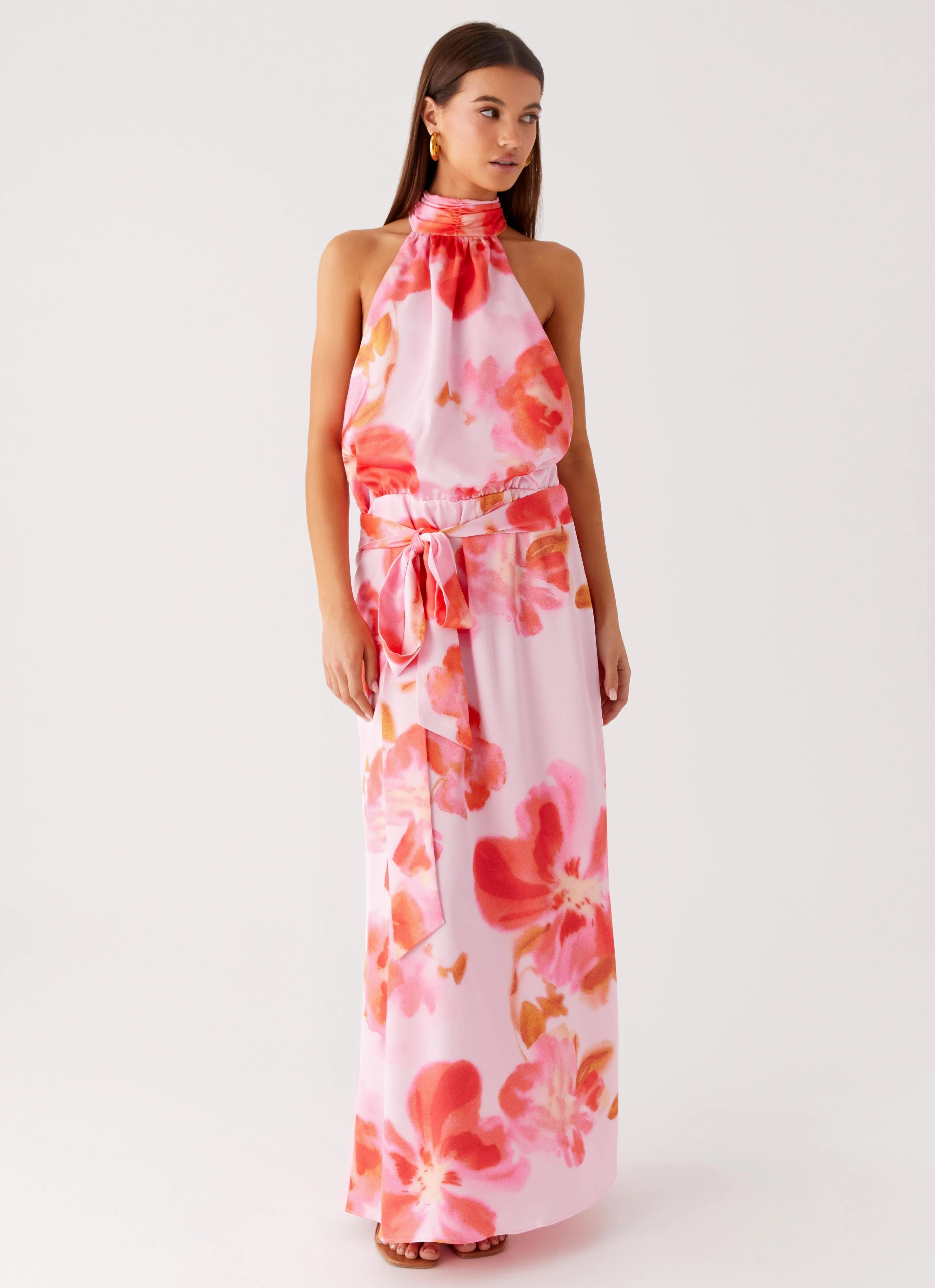 Diablo Backless Maxi Dress - Blushing Blossom Low Key